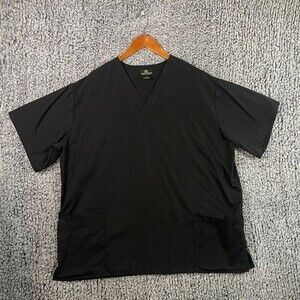 NATURAL Uniforms Scrub Top Relaxed Fit Women's 2XL Black Pockets VNeck Shirt XXL